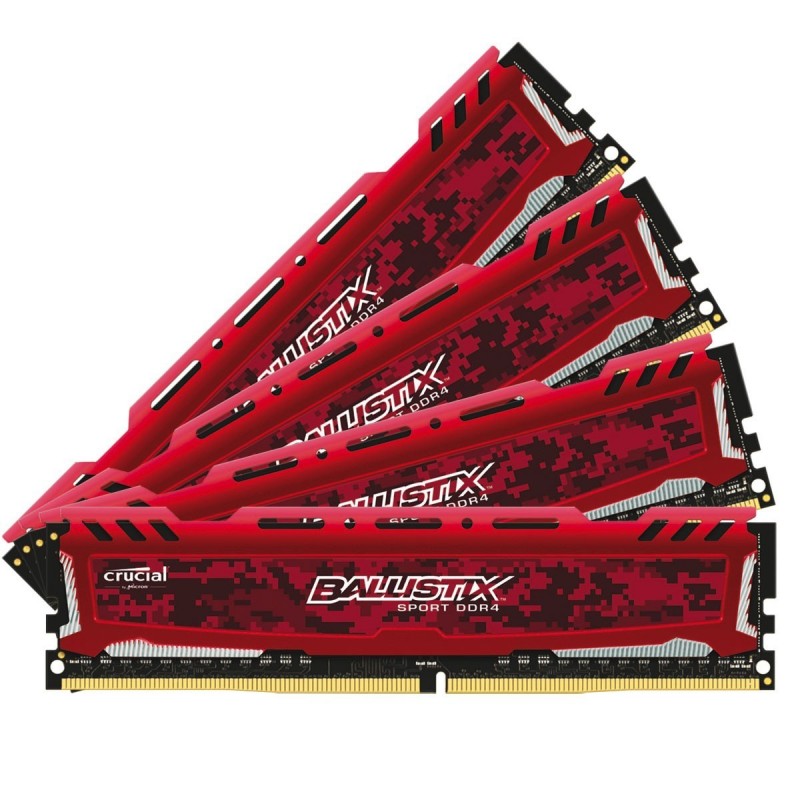 Ballistix Sport 32 Go (4 x 8 Go) DDR4 2400 MHz CL16 SR - Rouge Ballistix Sport 32 Go (4 x 8 Go) DDR4 2400 MHz CL16 SR - Rouge