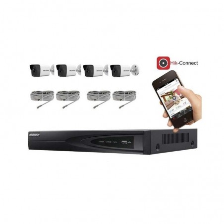 Kit vidéosurveillance 4 caméras IP tube full HD 2MP