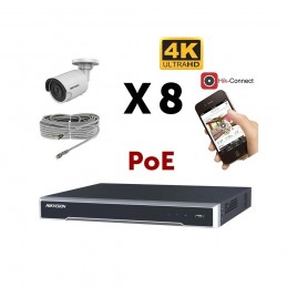 Kit vidéosurveillance 4K PoE 8 caméras IP mini-tube