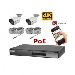 Kit vidéosurveillance 4K PoE 2 caméras IP mini-tube