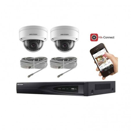 Kit vidéosurveillance 2 caméras IP dôme ultra HD 4MP