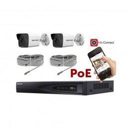 Kit vidéosurveillance PoE 2 caméras IP tube ultra HD 4MP