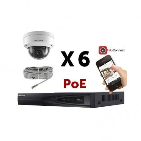 Kit vidéosurveillance PoE 6 caméras IP dôme Ultra HD 4MP