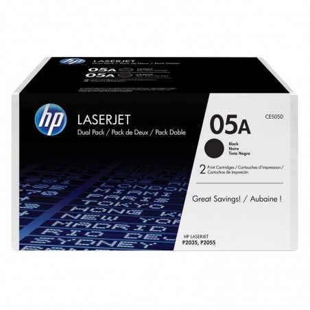 HP 05A Noir Pack de 2 (CE505D)