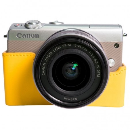Canon EOS M100 Argent + EF-M 15-45 mm IS STM + Étui jaune