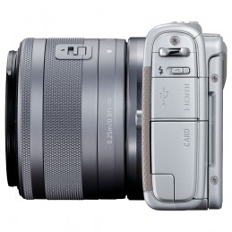 Canon EOS M100 Argent + EF-M 15-45 mm IS STM + Étui jaune