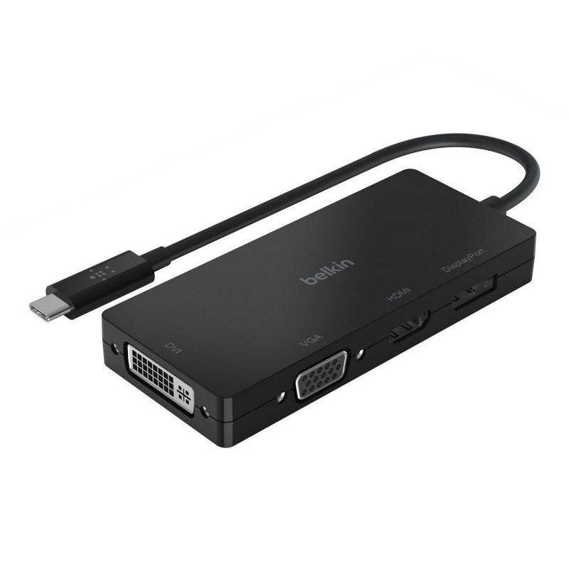 Belkin Adaptateur USB-C avec 1x HDMI 4K, 1x DisplayPort, 1x DVI, 1x VGA - AVC003BTBK