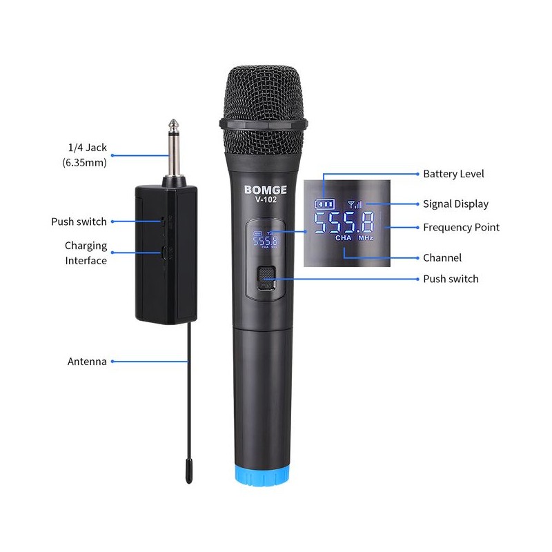 Microphone sans fil à main Bom V-102 VM Microphone sans fil à main Bom V-102 VM