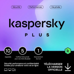 Kaspersky Plus 2024 - (10 Postes - 1 An)