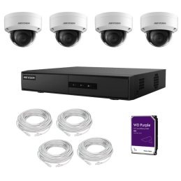 Kit 4 Caméras PoE dôme 2MP+ NVR NK42E1H-1T(WD) + 1 Disque