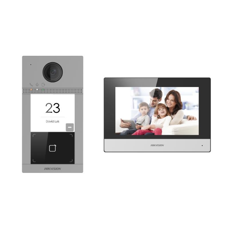 Kit interphone vidéo sans fil antivandale avec lecteur de badge Kit interphone vidéo sans fil antivandale avec lecteur de badge