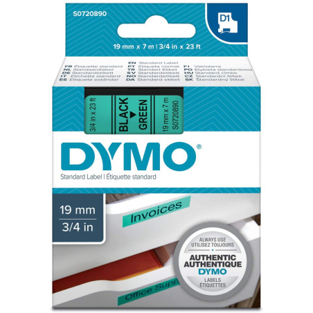 Dymo ruban 19mm x 7m - Noir/vert