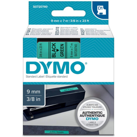 Dymo ruban 9mm - Noir/vert
