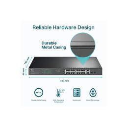 TP Link Switch Easy Smart 18 Ports Gigabit Avec16 Ports PoE+ –