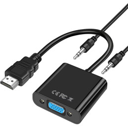 Adaptateur convertisseur VGA Vers HDMI Audio-Video PC DVD HD