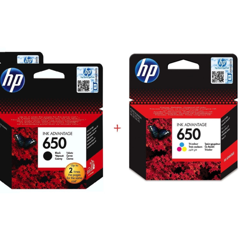 Ensemble Cartouches D'encres HP 650 Noir Et Couleur D'origine (CZ101AE/CZ102AE) Ensemble Cartouches D'encres HP 650 Noir Et Couleur D'origine (CZ101AE/CZ102AE)