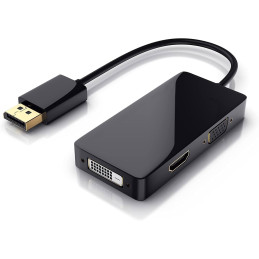 Convertisseur Adaptateur 3en 1 Displayport vers VGA DVI HDMI