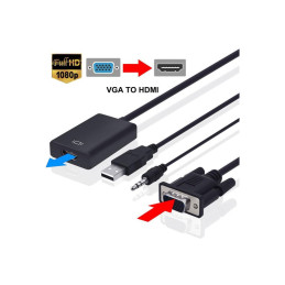 Convertisseur VGA Mal Vers HDMI Femelle – HD Audio Sortie