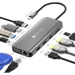 Adaptateur Type-C Vers HDMI 8 En 1 – Gris/Noir