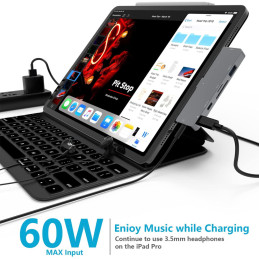 Hub USB C pour iPad Pro, adaptateur 7 en 1 pour iPad Pro 12.9