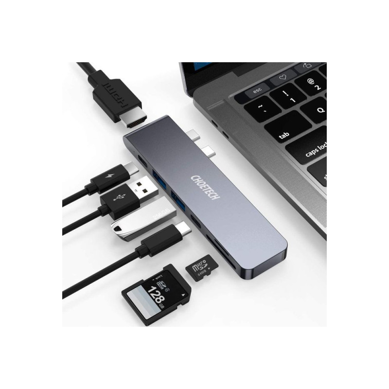 SB C Macbook Pro/Air, 7 En 2 USB C Hub Adaptateur, Thunderbolt SB C Macbook Pro/Air, 7 En 2 USB C Hub Adaptateur, Thunderbolt