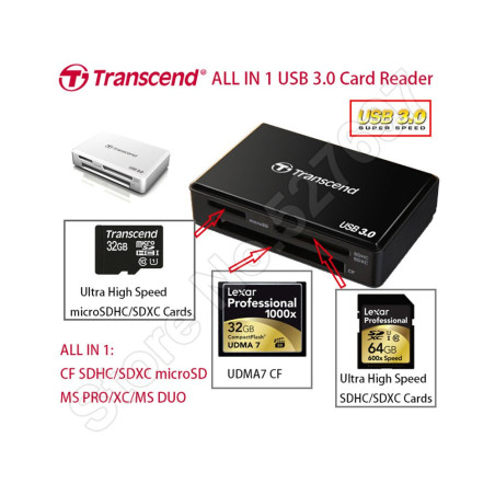 Transcend Lecteur Multi-cartes Transcend USB 3.0 RDF8