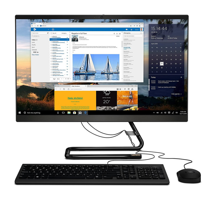 Lenovo IDEAPAD 24 Core I3 / 4 GO / 1 TO / DOS / 24 pouces - Ordinateur de Bureau Tout en Un