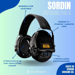 Sordin SUPREME PRO X Noir - Serre-tête - Casque Électronique