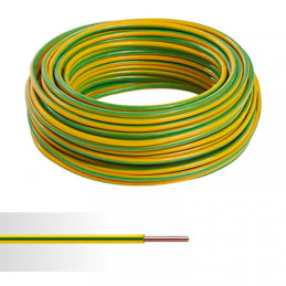 Fil électrique rigide H07VR 6²mm vert / jaune - Couronne /