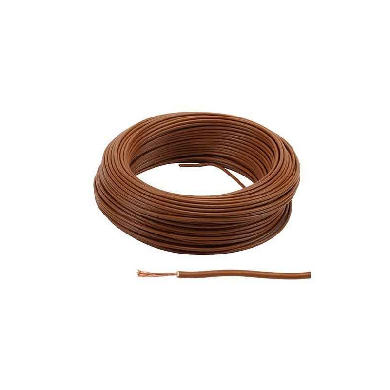 Fil électrique rigide H07VU 1.5² marron - Couronne / Rouleau de