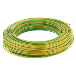 Fil électrique rigide H07VU 1.5² vert / jaune - Couronne /