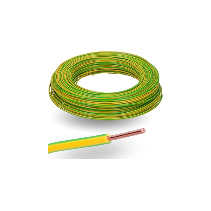 Fil électrique rigide H07VU 2.5² vert / jaune - Couronne /