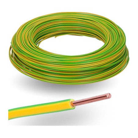 Fil électrique rigide H07VU 2.5² vert / jaune - Couronne /