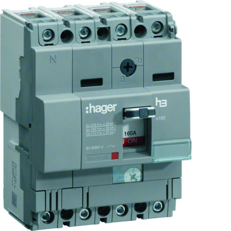Disjoncteur boîtier moulé x160 4P 25kA 63A - HHA064H - Hager