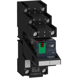 Relais sur embase cont séparés - 2OF - 12A - test+DEL - 230V