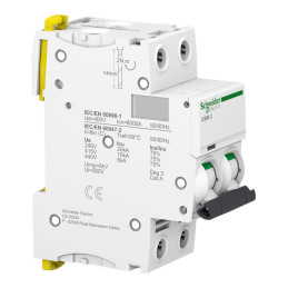 Disjoncteur modulaire miniature (MCB), 2P, 10 A, courbe C, 6