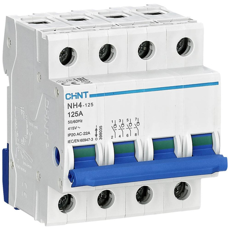 Interrupteur - sectionneur modulaire 4P 125A NH4-125 CHINT - 398035