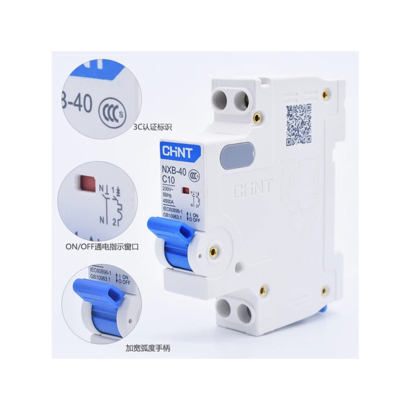 Disjoncteur miniature DPN 1P+N 4,5kA C10A NXB-40 CHINT - 817016