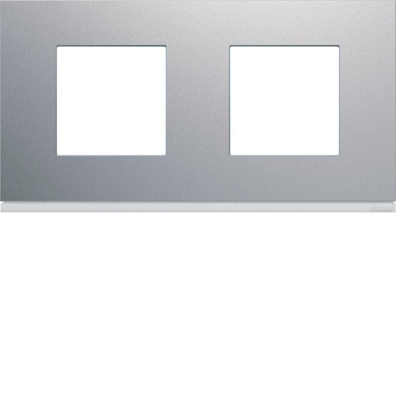 Plaque de finition galérie 2 poste Titane entraxe 71 mm - Hager - WXP0112