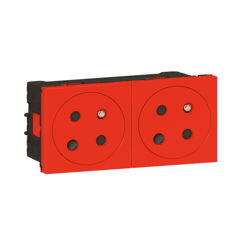 Prise de courant avec terre détrompée Surface Mosaic Link 4 modules a bornes automatiques rouge - Legrand - 278184L