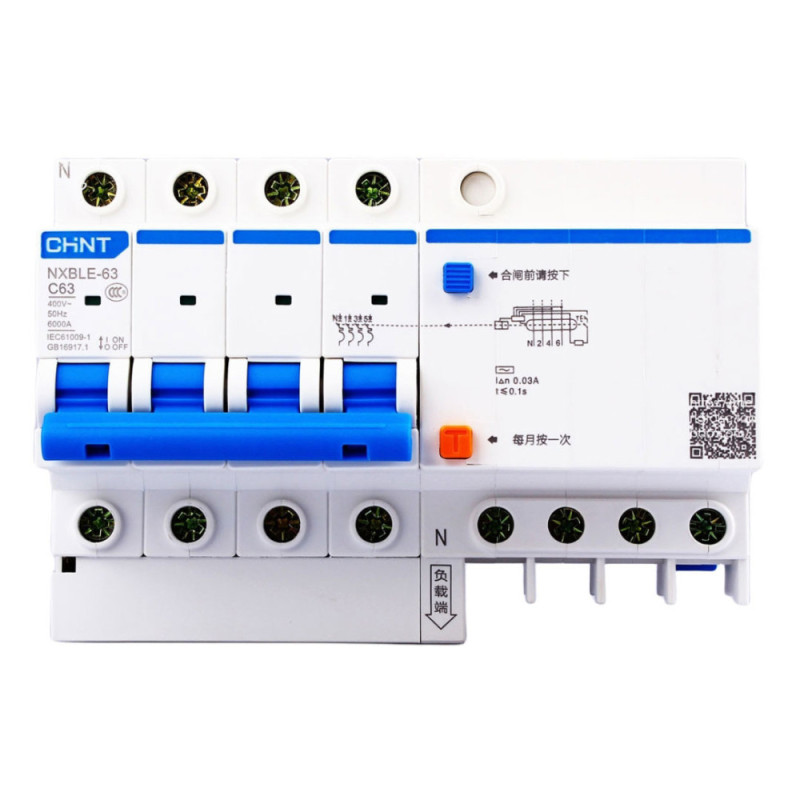 Disjoncteur différentiel 6KA 4P C-25A 30mA NXBLE-63 CHINT - 982159 Disjoncteur différentiel 6KA 4P C-25A 30mA NXBLE-63 CHINT - 982159
