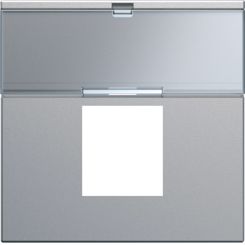 Enjoliveur galerie prise RJ45 avec porte étiquette 2 modules, finition Titane - Hager - WXD206T