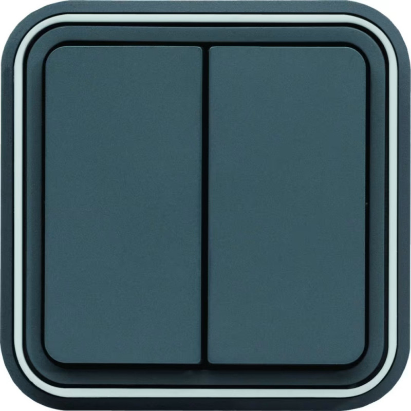 Interrupteur va et vient double cubyko étanche IP55 gris pose en encastré - Hager - WNE040
