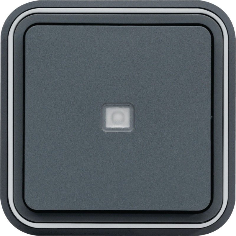 Prise cubyko poussoir LT 1F à voyant témoin encastré gris IP55 - Hager - WNE023