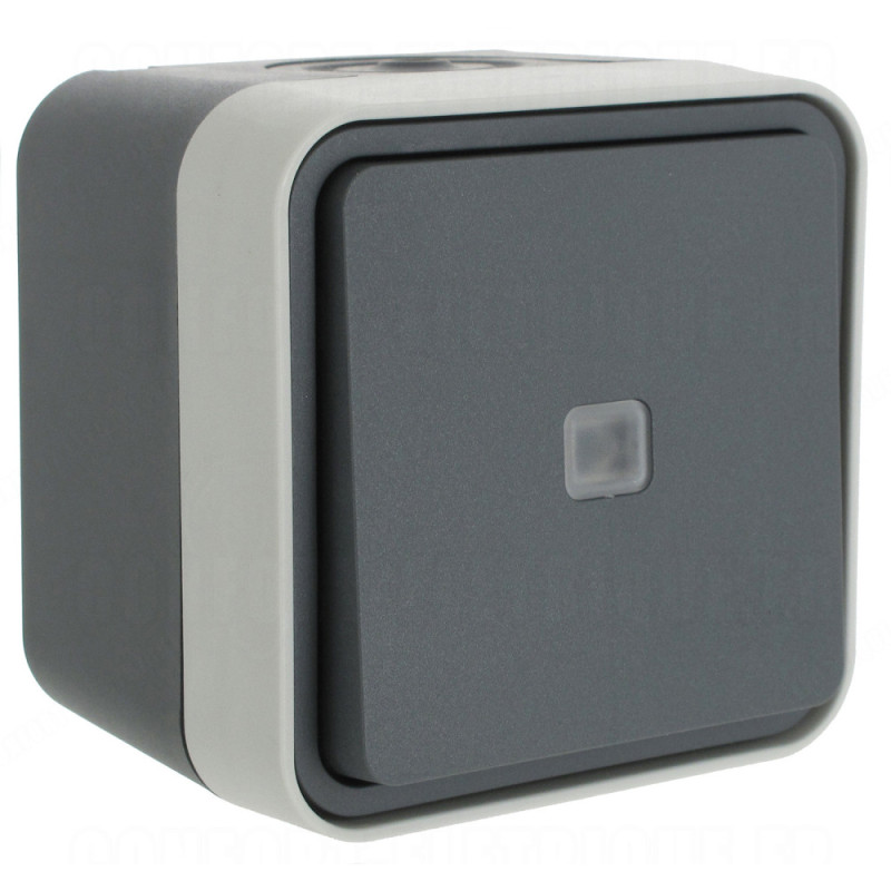 Bouton poussoir 1F à voyant témoin cubyko étanche IP55 pose en saillie - Hager - WNC023