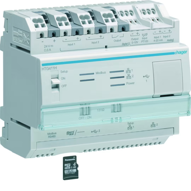 Gestionnaire énergétique agardio manager multi-énergies 210 compteurs - Hager - HTG411H