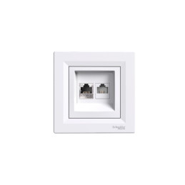Prise informatique sortie RJ45 + RJ12 Cat. 5e UTP IP20 Blanche Asfora Schneider Electric - EPH4900121