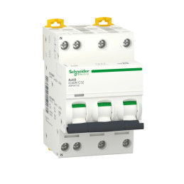 Disjoncteur miniature (MCB), 3P+N, 32 A, courbe C, 4 500 A, 6 kA Acti9 iC40 Schneider Electric - A9P52732