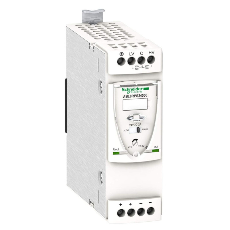 Alimentation à découpage - 3A - 100 à 240Vca mono/biphasé - 24Vcc Phaseo ABL8 Schneider Electric - ABL8RPS24030