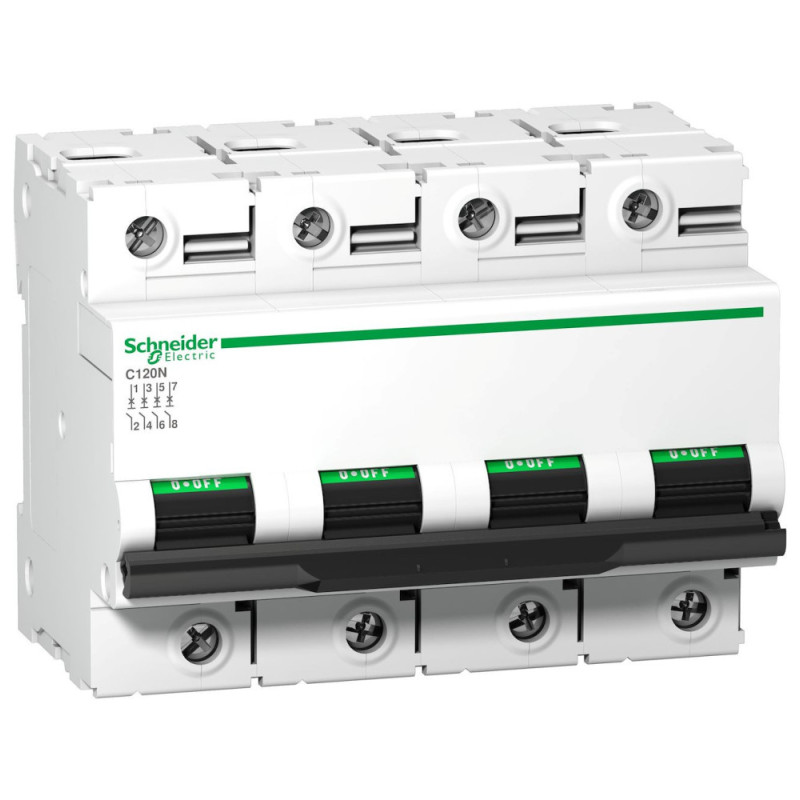 Disjoncteur Modulaire Acti 9 C120N 4P 125A Courbe C 10kA/10000A Schneider Electric - A9N18377